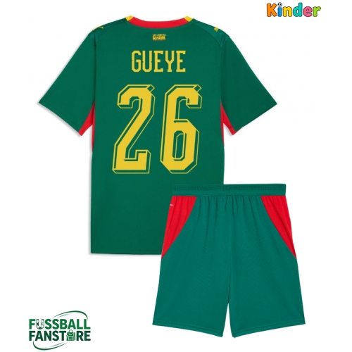 Senegal Pape Gueye #26 Replik Auswärtstrikot Kinder WM 2026 Kurzarm (+ Kurze Hosen)
